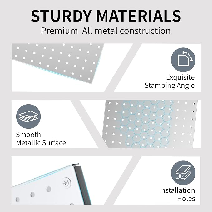 Pegboard Wall Organizer 4 PCS 24" x 12" Silvery Peg Board Metal Pegboard Panels - Image 5