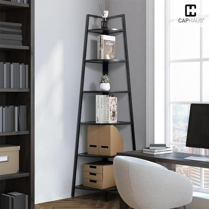 CAPHAUS 6-Tier Corner Shelf Stand, Tall Display Shelves, Ladder Corner Wood - Image 7