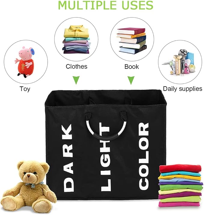 ACAGALA 3-Section Foldable Laundry Hamper - Image 4