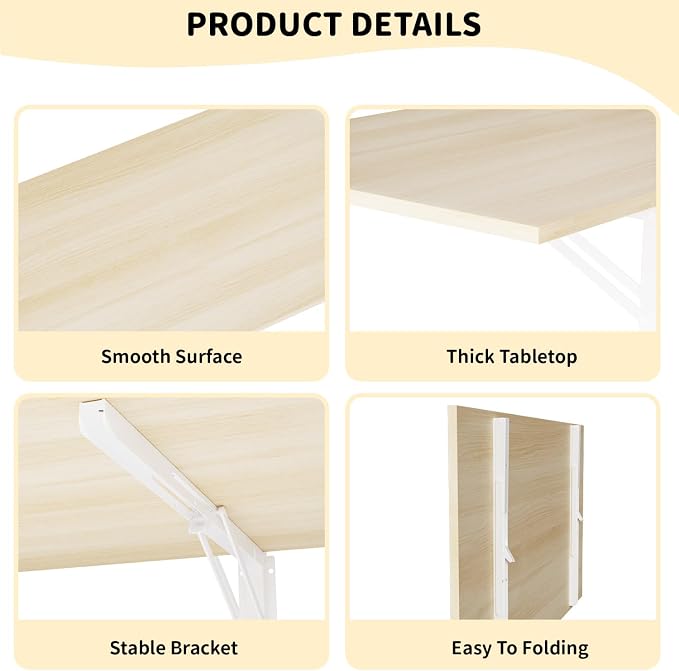 GOYLSER Fold Wall Mounted Table Folding Worktable, Addition to Garage/Home - Image 5