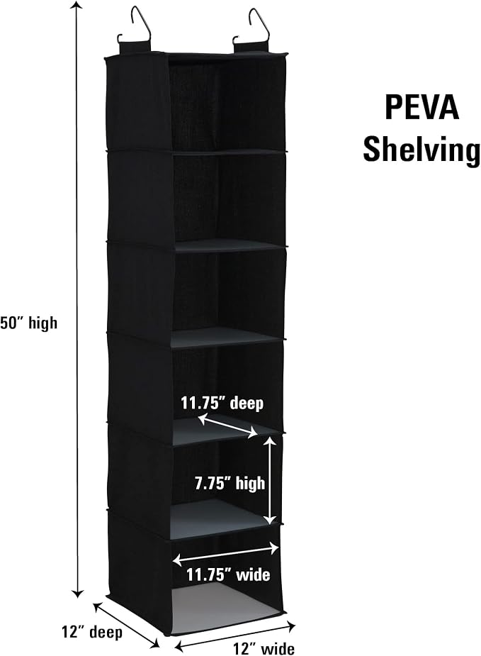 Household Essentials Black 6 Shelf Hanging Closet Organizer Shelf - Image 3