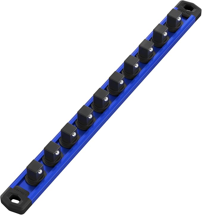 WORKPRO Magnetic Socket Organizer, 1/2-Inch Drive Aluminum Alloy Socket Rail by WORKPRO