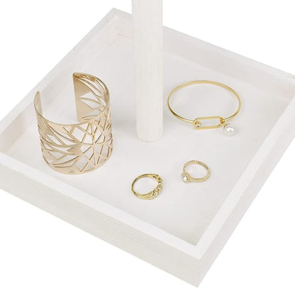 Ikee Design 2 Pcs Set Wooden Rotating Jewelry Display Stand Tower - Image 6