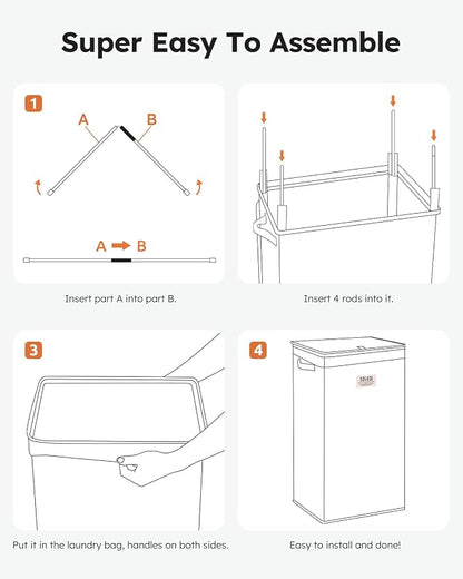 SOLEDI Laundry Hamper with Lid 100L Large & Tall Collapsible Laundry Basket - Image 6