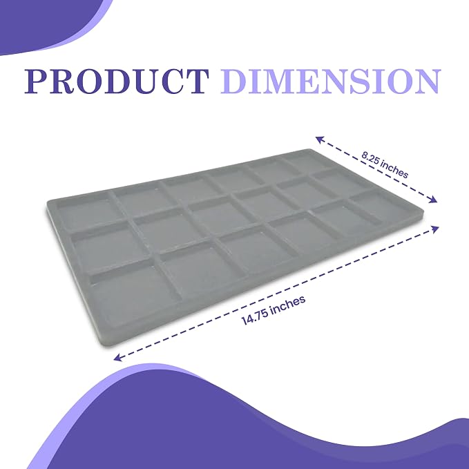 Novel Box 5 Pack 18-Slot Gray Liner Jewelry Storage Tray Inserts 14.75x8.25x1 - Image 2