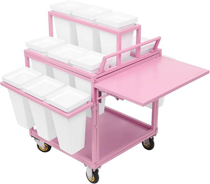 Flower Display Stand Cart With 18 Buckets Plant Rack Storage Organizer with - Image 6