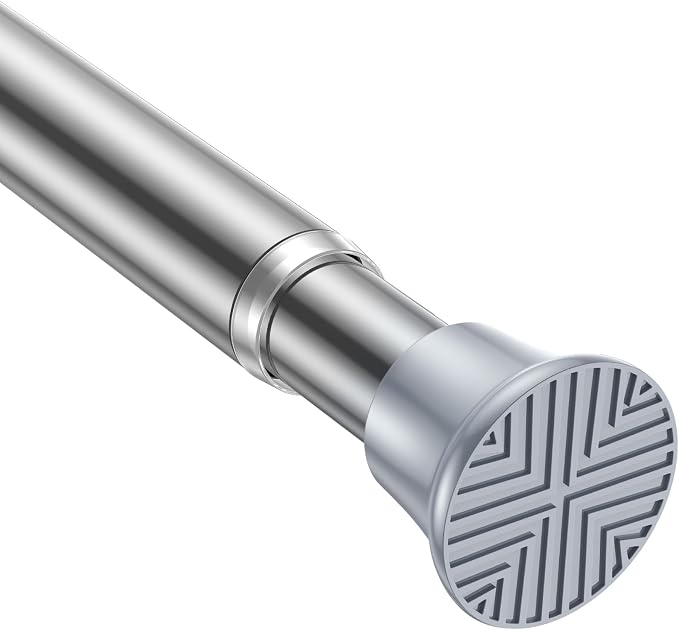 AIZESI Silver Tension Curtain Rod 18-36 inch, Stainless Steel, No Drilling by AIZESITENSIONROD