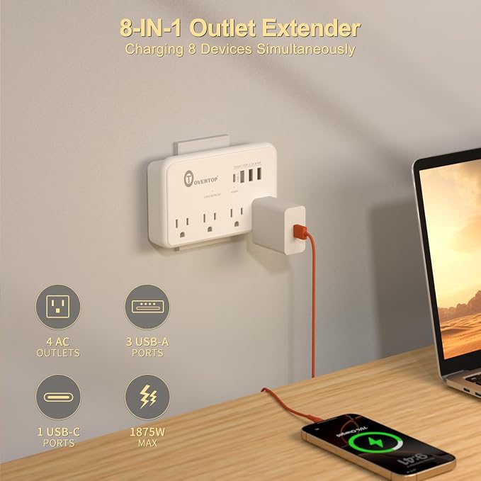 Overtop Wall Outlet Extender Surge Protector - Image 4
