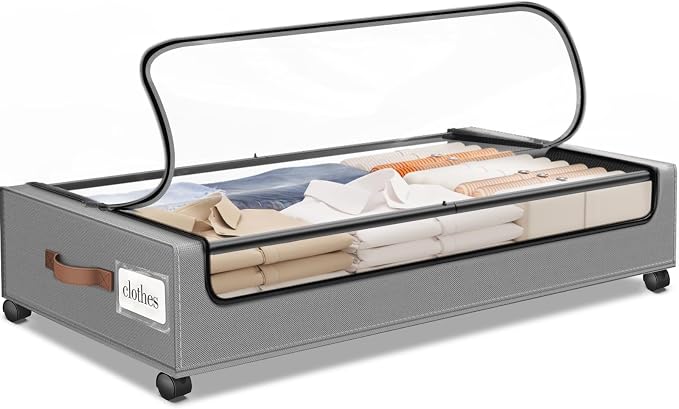 Under Bed Storage with Wheels 1Pack Underbed Storage with Clear Window&Label by SpaceHacks