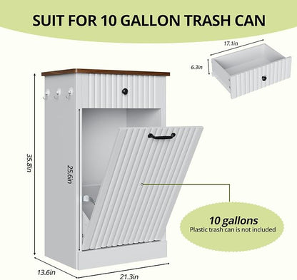 Tilt Out Trash Can Cabinet, 10 Gallon Fluted Laundry Hamper Cabinet - Image 2