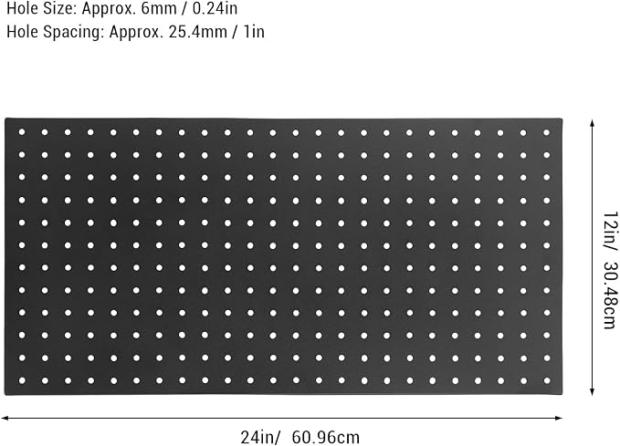 3Pcs Metal Pegboard Panels, 24x12inch Steel Black Pegboards Wall Organizer - Image 3