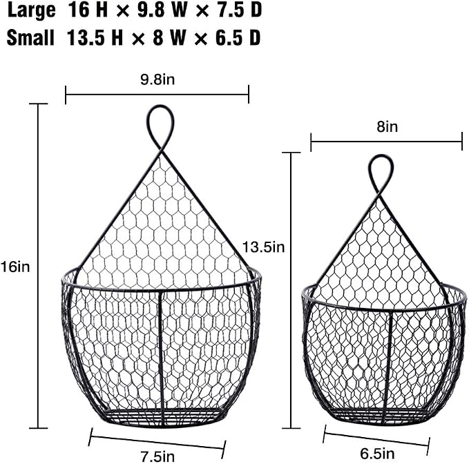 ERYTLLY Metal Fruit And Vegetable Storage Hanging Basket Wall Mounted, - Image 3