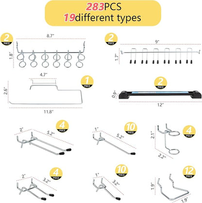 283PCS Metal Pegboard Hooks Organizer Kit - Image 2