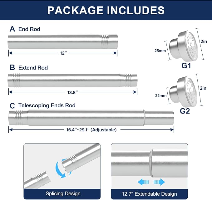 No Drilling Closet Rod, 27.5-74 Inches Hanging Closet Rod - Image 7