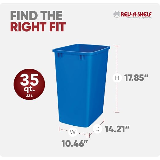 Rev-A-Shelf 2-Pack 35 Quart Polymer Replacement Trash Bin, Recycle Waste - Image 3