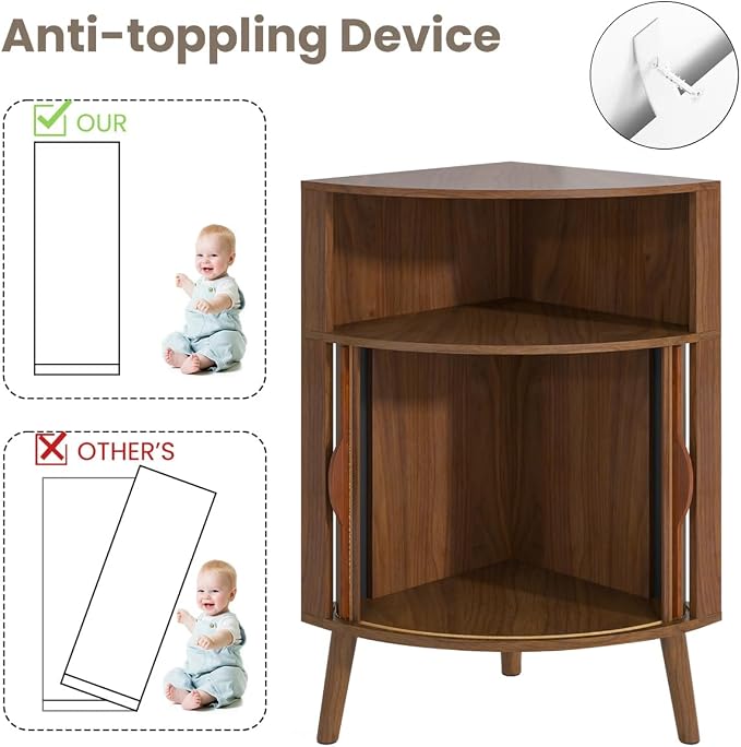 Bathroom Corner Storage Cabinet, 31.5''H Small Floor Corner Cabinet - Image 9