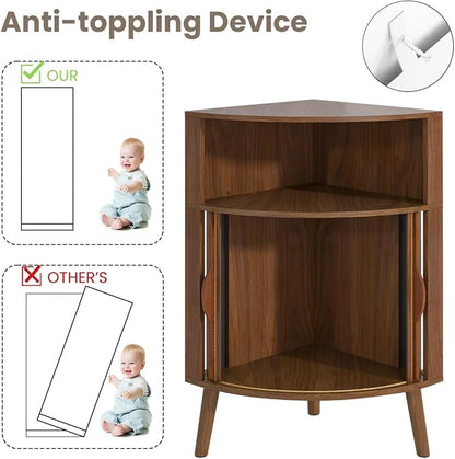Bathroom Corner Storage Cabinet, 31.5''H Small Floor Corner Cabinet - Image 9