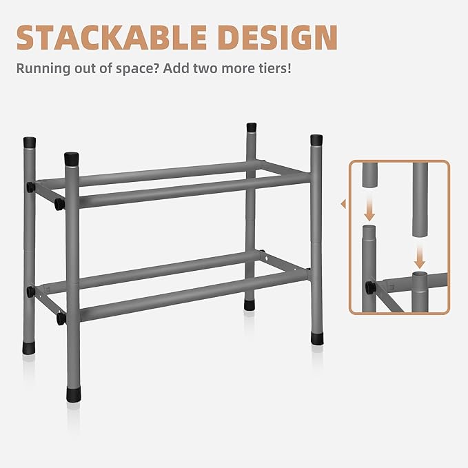 STORAGE MANIAC Expandable Shoe Rack, 4 Pairs Stackable Small Shoe Rack - Image 5
