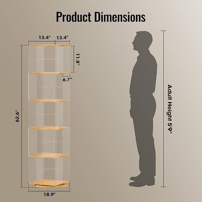 TAKEKIT 5-Tier Rotating Bookshelf, 360° Spinning Book Shelf Tower - Image 2