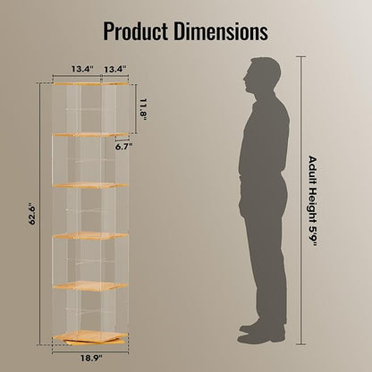 TAKEKIT 5-Tier Rotating Bookshelf, 360° Spinning Book Shelf Tower - Image 2