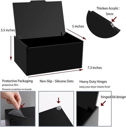 rejomiik Dryer Sheet Holder Acrylic Dryer Sheet Dispenser Container Box - Image 3