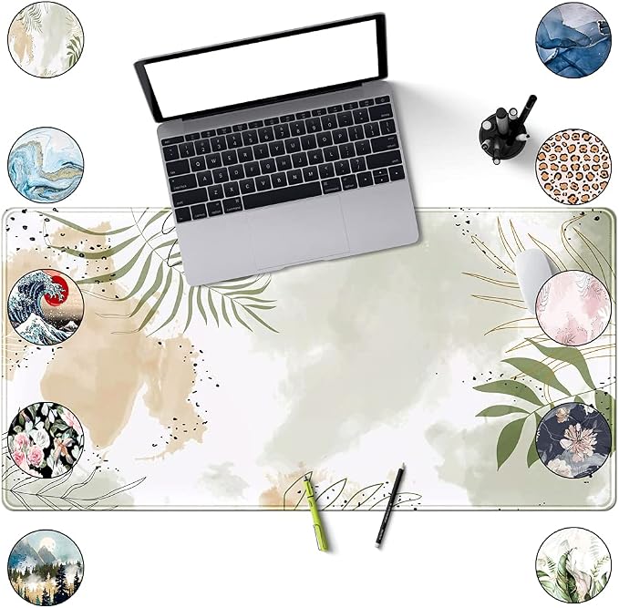 Keyboard mat Kawaii Mousepad Matcha Green Plant Abstract Accessories Desk pad - Image 3