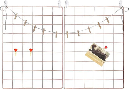 GBYAN Wall Grid 2 Pack Wire Photo Grid Panels Memo Board Wall Organizer by GBYAN