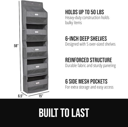 GORILLA GRIP Over The Door Organizer Storage, 5 Deep Hanging Shelves, Holds - Image 2