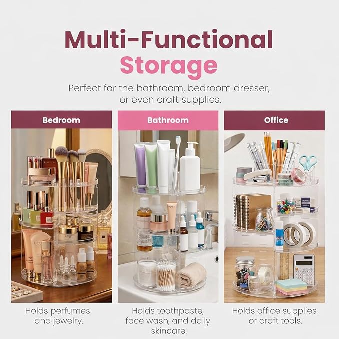 Masirs 360 Rotating Makeup Organizer Countertop - Image 6