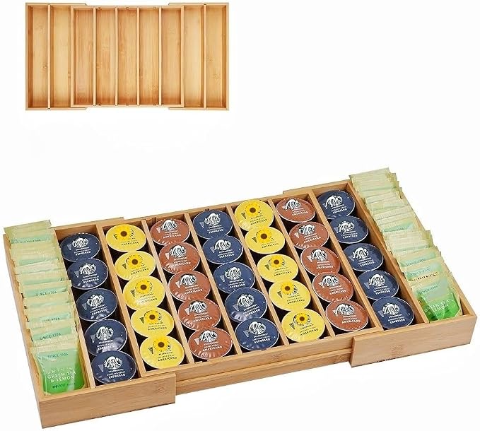 K Cup Holder Bamboo Coffee Pod Holder Drawer Organizer, Expandable K Cup Pod by Unknown