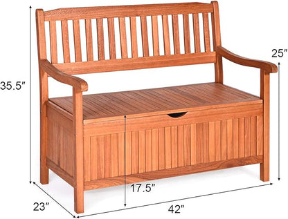 Tangkula Outdoor Wood Storage Bench Deck Box, Entryway Porch Storage Bench - Image 3