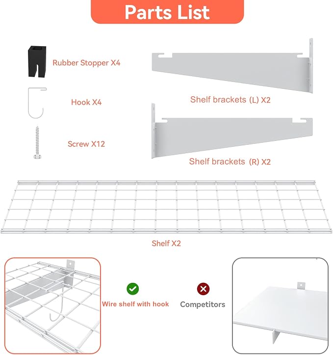 TORACK 2 Pack Garage Storage Wall Shelves - Image 7