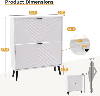 oakvivo Shoe Cabinet Storage, Farmhouse Freestanding Organizer - Image 2
