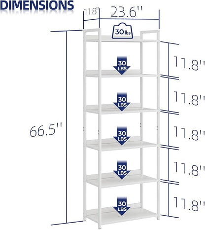 NUMENN Bookshelf, 6 Tier Freestanding Shelving Unit, Falling Prevention Baffle - Image 3