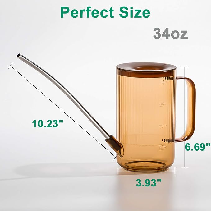 Tennedriv Green Long Spout Watering Can Indoor, Small Watering Cans - Image 5