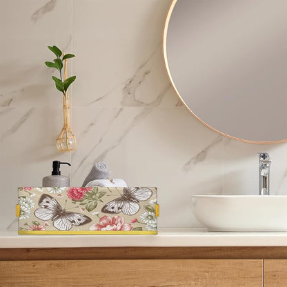 Flowering Butterfly Plants Bathroom Storage Basket, Foldable - Image 6