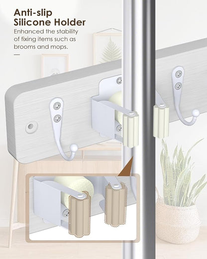 AceMining Broom Holder Wall Mounted, Wooden Mop and Broom Holder - Image 3