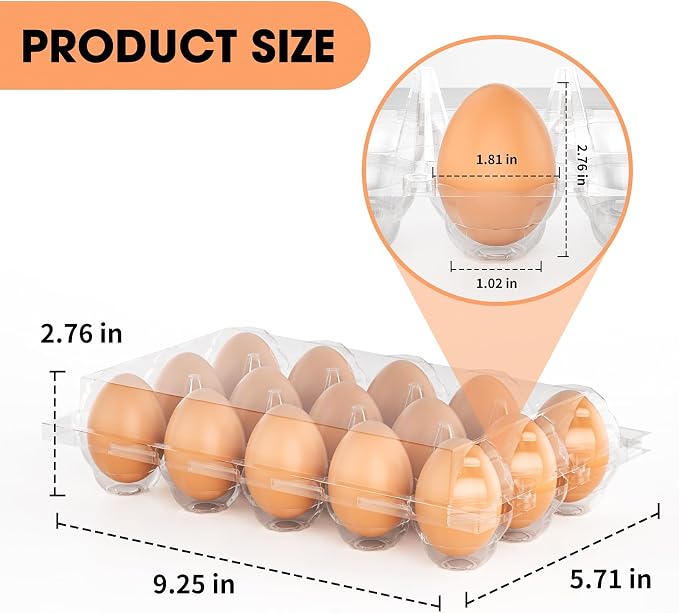 50 Pack Plastic Egg Cartons Cheap Bulk 12 Count Clear Blank Egg Containers - Image 2