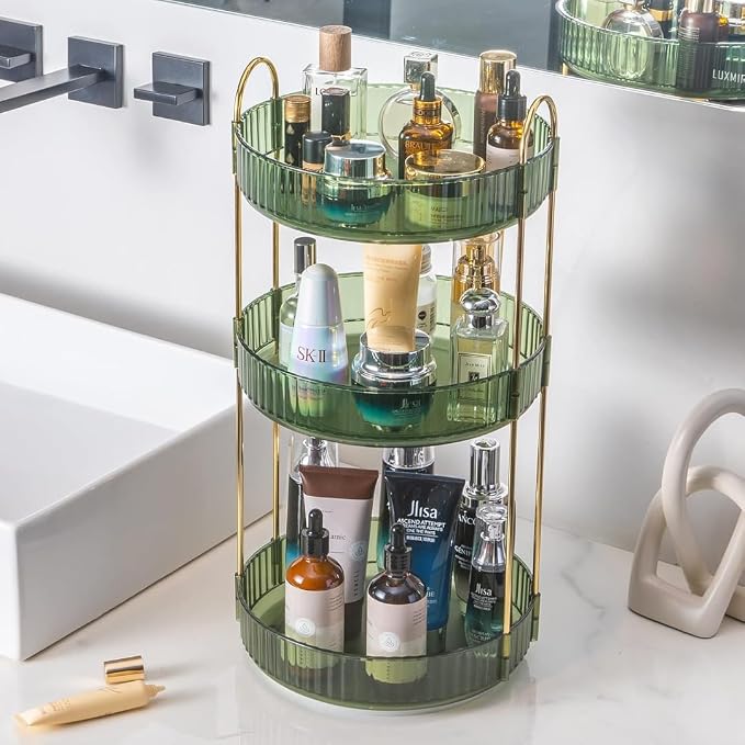 360° Rotating Makeup Organizer, 3 Tier Spinning Cosmetic Organizer - Image 2