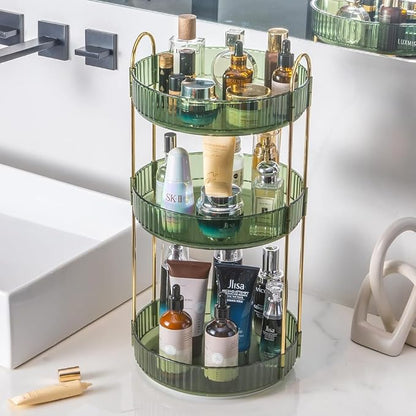 360° Rotating Makeup Organizer, 3 Tier Spinning Cosmetic Organizer - Image 2