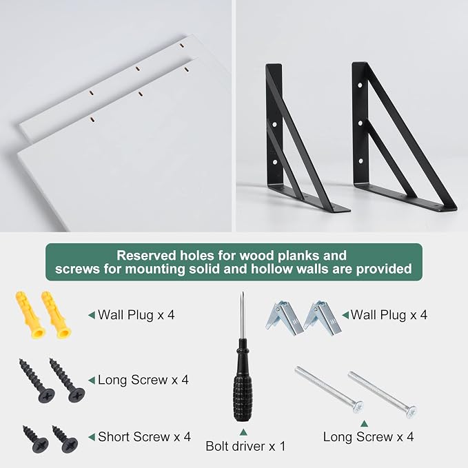 Tectocker-DOU 2 Pc Deep Floating Shelves ; Wall Mounted Hanging Shelves - Image 4