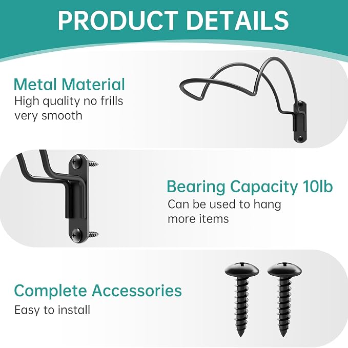 4 Pcs Wall Mounted Helmet Rack Storage Display Rack Hanger, Motorcycle Helmet - Image 3