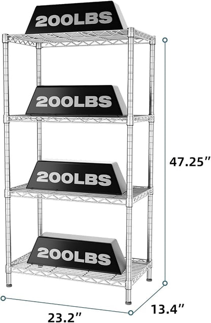 SINGAYE 4 Shelves Adjustable Storage Shelf Wire Shelving Rack Bathroom Standing - Image 3