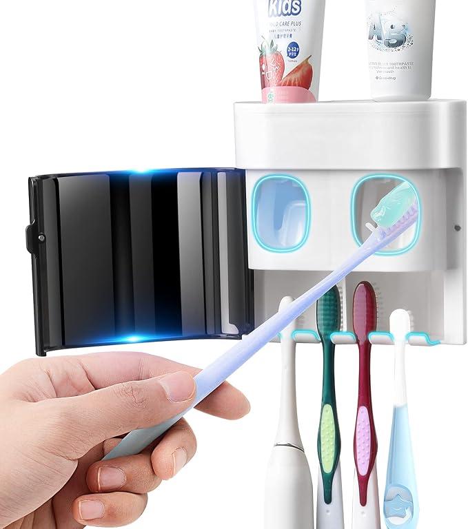 Toothbrush Holder Toothpaste Dispenser Wall Mounted by GFWARE