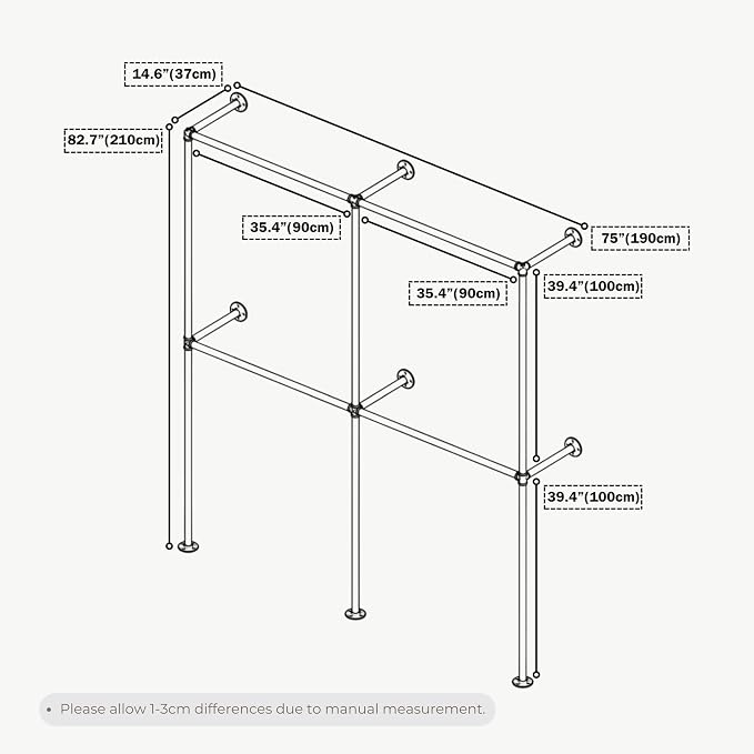 Industrial Pipe Clothing Rack, Heavy Duty Wall Mounted Clothes Rack, Retail - Image 7