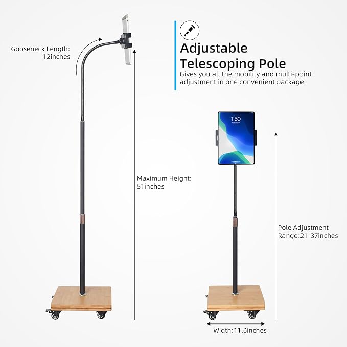 wishacc Tablet Floor Stand for Bed - Image 6