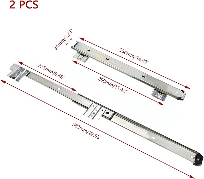 KUMGROT Keyboard Tray Slides 14" Silver Cold Rolled Steel Computer Drawer Tray - Image 2