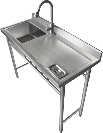Qian Kun Free Standing 39.3 * 19.7 * 35.4 Left Single Bowl Outdoor Kitchen Sink by Unknown