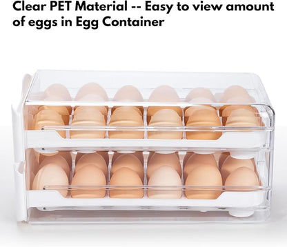 36-Egg Holder for Refrigerator, 2-Tier Stackable Egg Dispenser, and anti-slip - Image 6