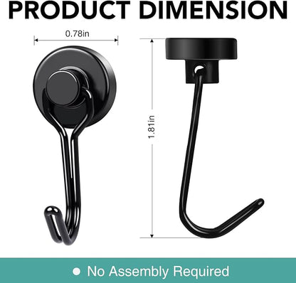 MIKEDE 12 Pack Magnetic Hooks, 40Lbs Heavy Duty Neodymium Magnet Hooks Black - Image 4